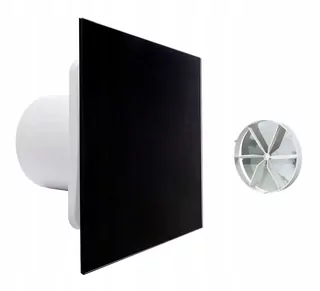Ventika KLIQ100BASEWC + KLIQFP180GLASSBLK kúpeľňový ventilátor 100 mm